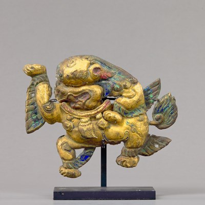 Lot 160 - SNOW LION COPPER REPOUSSE TIBET 17TH CENTURY