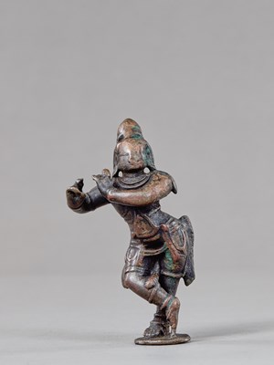 Lot 388 - KRISHNA PLAYING THE FLUTE INDIA 15TH CENTURY