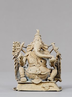 Lot 309 - SEATED BRONZE GANESHA INDIA 18TH CENTURY