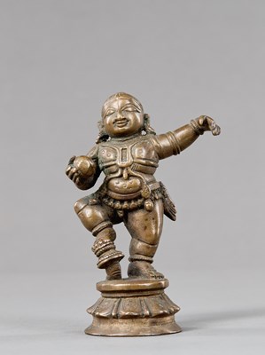 Lot 274 - DANCING KRISHNA BRONZE INDIA 16TH CENTURY