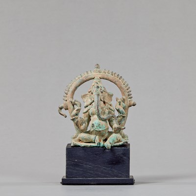 Lot 350 - SEATED BRONZE GANESHA INDIA 16TH CENTURY