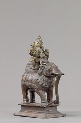 Lot 154 - SHIVA AND PARVATI ON ELEPHANT BRONZE INDIA 18TH CENTURY