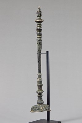 Lot 95 - LARGE RITUAL STAFF FRAGMENT BRONZE TIBET 12TH CENTURY