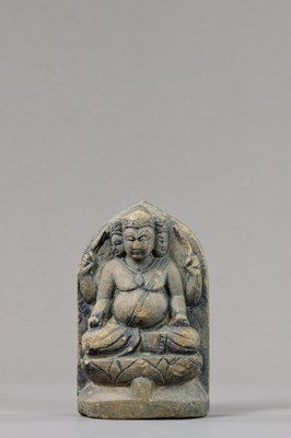 Lot 219 - SEATED BRAHMA STONE KASHMIR 12TH CENTURY