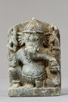 Lot 284 - SEATED STONE GANESHA KASHMIR 12TH CENTURY