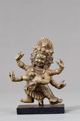 Lot 340 - STANDING MAHAKALA BRONZE TIBET 18TH CENTURY