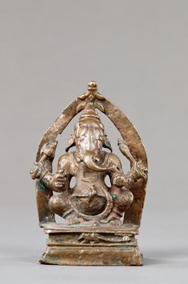 Lot 165 - SEATED BRONZE GANESHA INDIA 18TH CENTURY