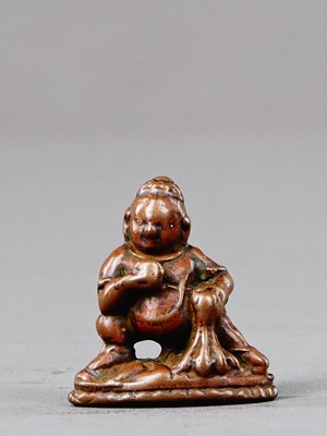 Lot 1 - STANDING JAMBHALA BRONZE TIBET 13TH C ENTURY