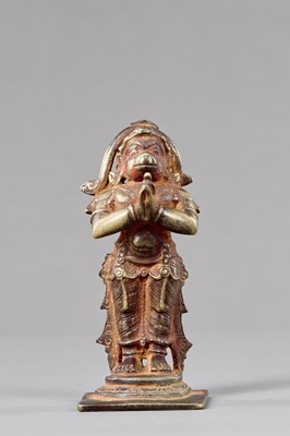 Lot 210 - STANDING BRONZE HANUMAN INDIA 15TH CENTURY