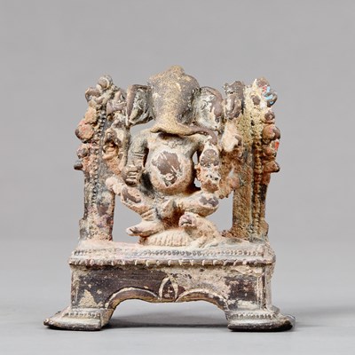 Lot 205 - SEATED BRONZE GANESHA INDIA 16TH CENTURY