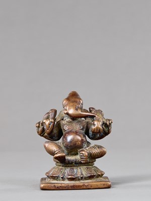 Lot 156 - SMALL SEATED BRONZE GANESHA INDIA 18TH CENTURY