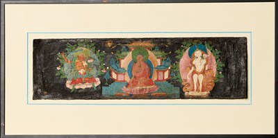 Lot 365 - ILLUMINATED MANUSCRIPT DEPICTING MANJUSHRI, BUDDHA AND WHITE TARATIBET, 17TH CENTURY