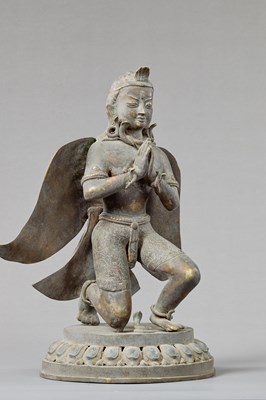 Lot 332 - KNEEILING BRONZE GARUDA NEPAL 18TH CENTURY