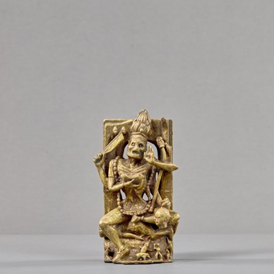 Lot 135 - SEATED BRONZE CHAMUNDRA NEPAL 18TH CENTURY