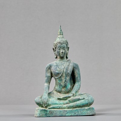 Lot 231 - SEATED BRONZE BUDDHA THAILAND 16TH CENTURY