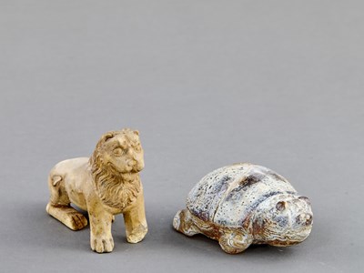 Lot 414 - STONE TURTLE AND TIGER INDIA 18TH CENTURY