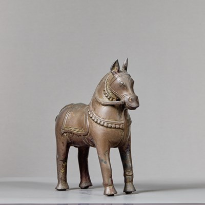 Lot 422 - STANDING BRONZE HORSE INDIA 18TH CENTURY
