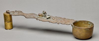 Lot 294 - LARGE RITUAL SPOON WITH NANDI AND LINGA INDIA, 18TH CENTURY