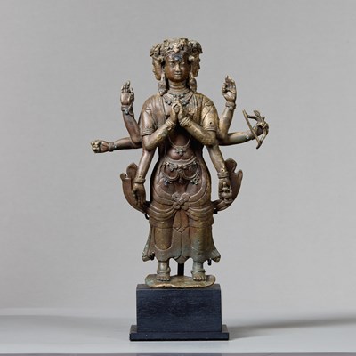 Lot 45 - STANDING BRONZE AVALOKITESHVARA TIBET 15TH CENTURY