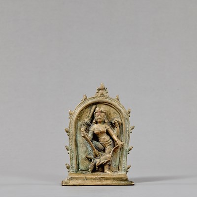 Lot 267 - STANDING BRONZE DURGA POST GUPTA 8TH CENTURY