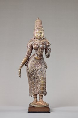 Lot 423 - STANDING BRONZE PARVATI INDIA 18TH CENTURY