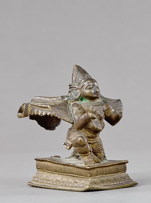 Lot 347 - KNEEILING GARUDA BRONZE INDIA 18TH CENTURY