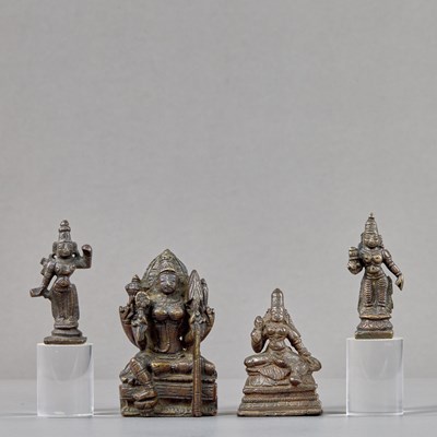 Lot 115 - A GROUP OF FOUR INDIAN BRONZE DEITIES 17TH TO 18TH CENTURY