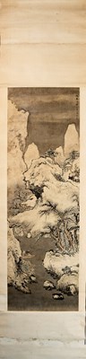Lot 425 - LANDSCAPE WITH FISHERMAN IN A MOUNTAIN GORGE , GAO QI PEI (1660-1734)