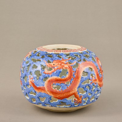 Lot 342 - IRON-RED DRAGON RETICULATED LANTERN, QING DYNASTY