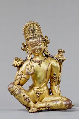 Lot 269 - GILT-BRONZE FIGURE OF PADMAPANI AVALOKITESHVARA, NEPAL, 18TH CENTURY