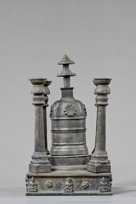 Lot 26 - BRONZE MODEL OF A GANDHARA STUPA 18TH CENTURY