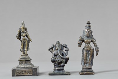 Lot 360 - GROUP OF THREE INDIAN BRONZE 15TH TO 19TH CENTURY