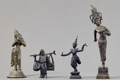 Lot 381 - GROUP OF FOUR INDIAN AND SOUTHEAST ASIAN BRONZES 19TH–20TH CENTURY