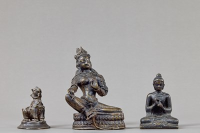 Lot 239 - GROUP OF THREE ASIAN BRONZE FIGURES 15TH–19TH CENTURY