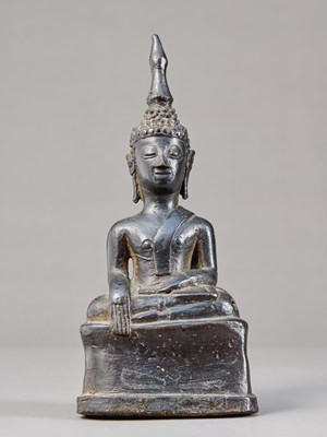 Lot 185 - SEATED BUDDHA IN BHUMISPARSHA MUDRA BRONZE, LAOS, 18TH–19TH CENTURY