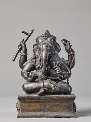 Lot 67 - SEATED BRONZE GANESHA THAILAND 19TH CENTURY