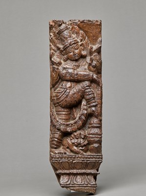 Lot 272 - WOOD CARVING DEPICTING SHIVA NATARAYA INDIA 18TH CENTURY