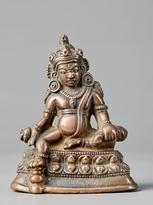Lot 43 - SEATED JAMBHALA BRONZE TIBET 15TH CENTURY
