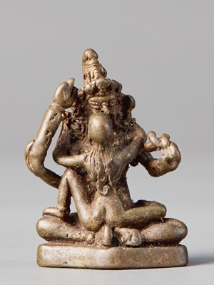 Lot 17 - TANTRIC DEITY IN YAB-YUM WITH CONSORT (SHAKTI), TIBET, 16TH CENTURY