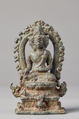 Lot 297 - VAIROCANA BUDDHA WITH SILVER-INLAID EYES, JAVA OR EASTERN INDIA, 11TH–12TH CENTURY