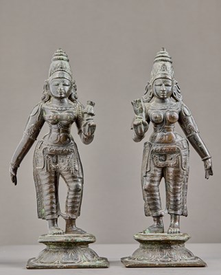 Lot 206 - BHU DEVI AND SHRIV DIEVI BRONZE INDIA 18TH CENTURY